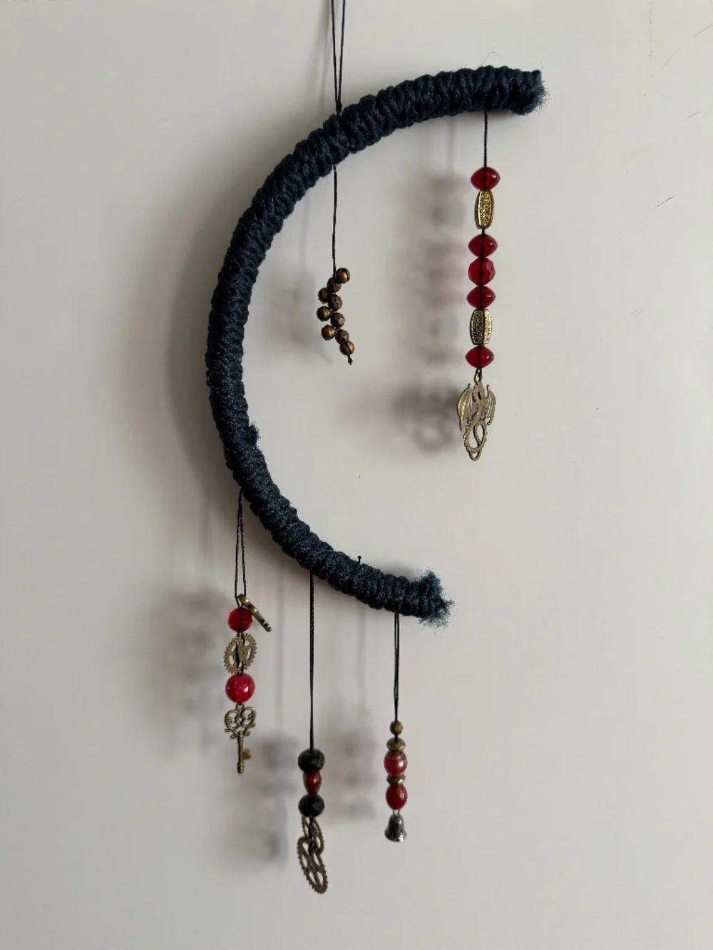 Witchy, SteamPunk Wall Art Dragon, Gears, Bells, Keys Half Moon Shape